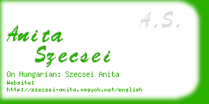 anita szecsei business card